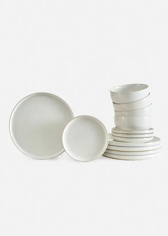 Geschirr-Set (12-tlg. Set) in beige von vorne - bonprix