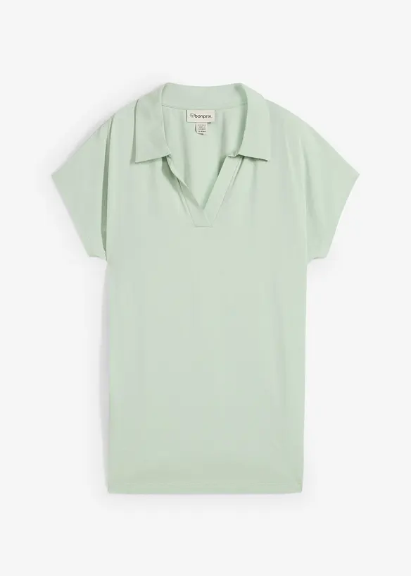 Poloshirt aus elastischem Baumwoll-Mix in grün von vorne - bonprix