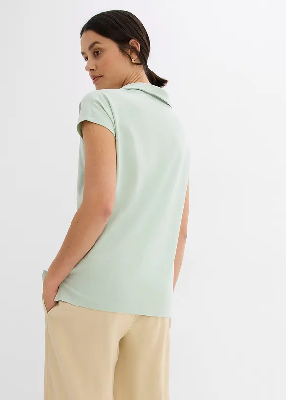 Poloshirt aus elastischem Baumwoll-Mix in grün von hinten (im Anschnitt) - bonprix