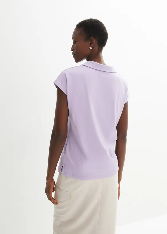 Poloshirt aus elastischem Baumwoll-Mix in lila von hinten (im Anschnitt) - bonprix