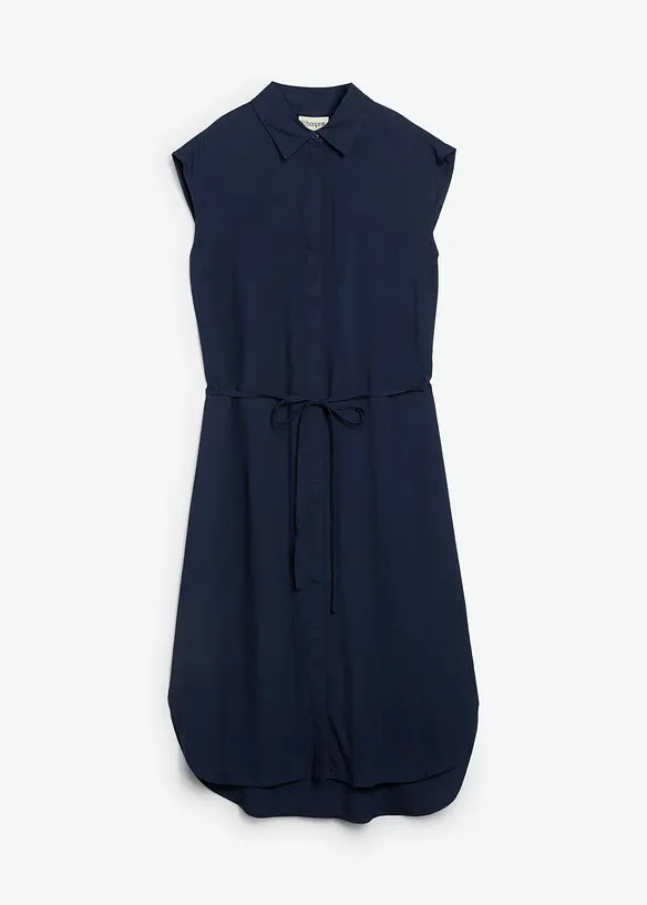 Blusenkleid aus weicher Viskose in blau von vorne - bonprix Blusenkleid aus weicher Viskose in blau von vorne - bonprix