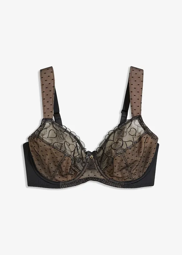 Minimizer-BH mit edler Stickerei in schwarz von vorne - bonprix