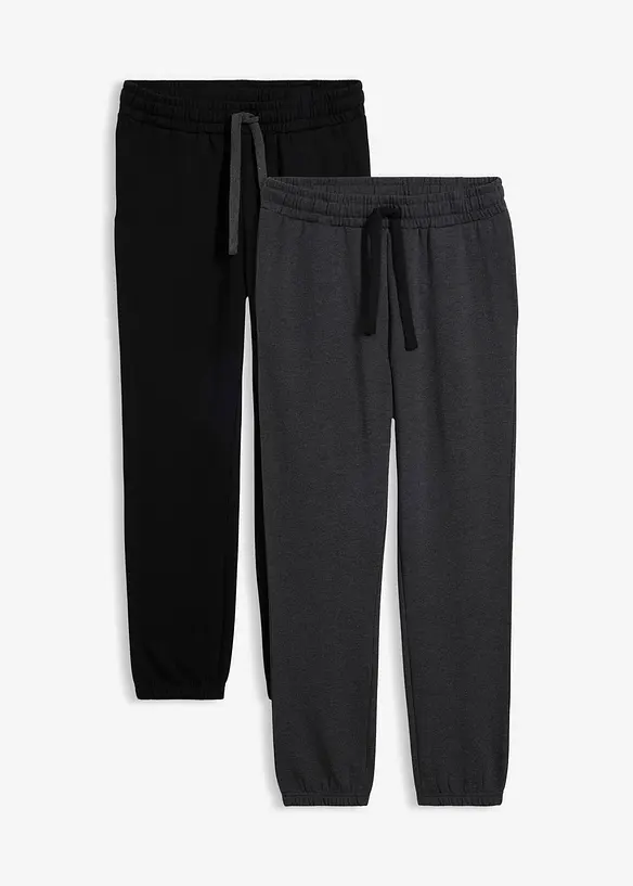 Jogginghose (2er Pack) in schwarz von vorne - bonprix