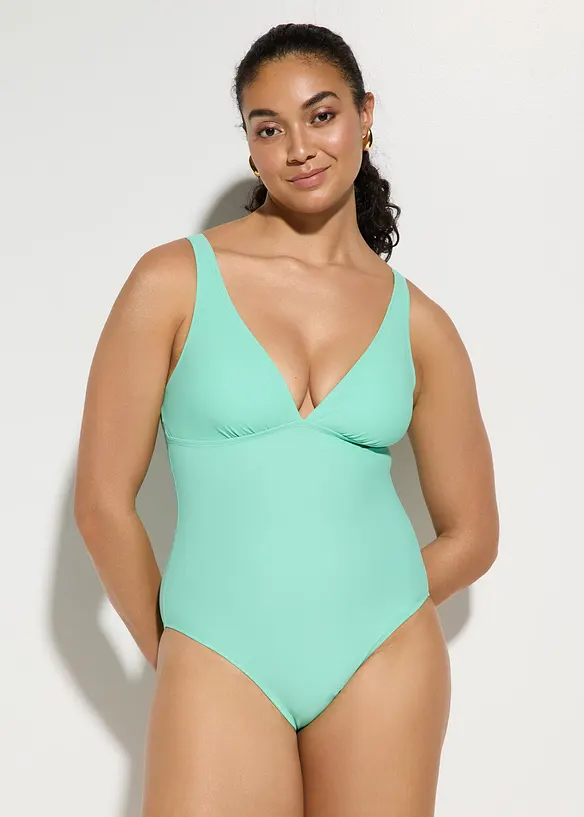 Medium Shape-Badeanzug in grün von vorne (Totalaufnahme) - bonprix