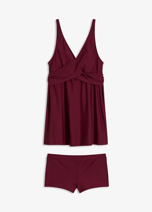 Long-Tankini (2-tlg.Set) mit V-Ausschnitt in rot von vorne - bonprix