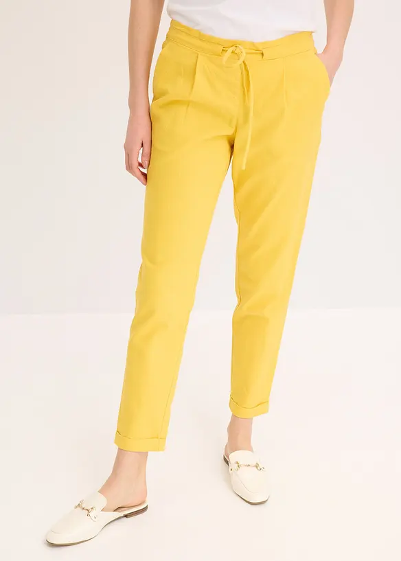 Leinenhose aus einem Leinen-Mix in gelb von vorne - bonprix Leinenhose aus einem Leinen-Mix in gelb von vorne - bonprix