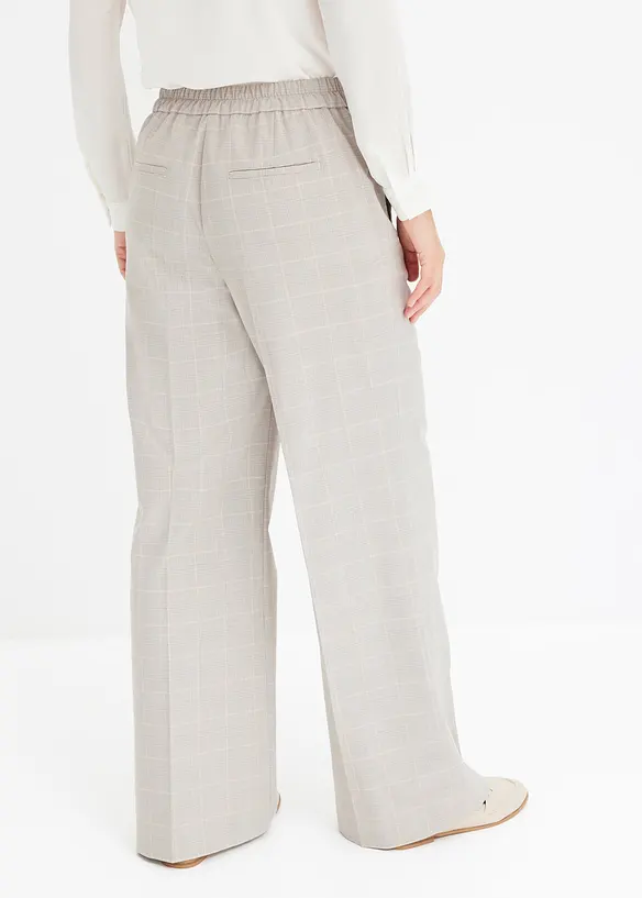 Glencheck Marlenehose mit Viskose in grau von hinten - bonprix