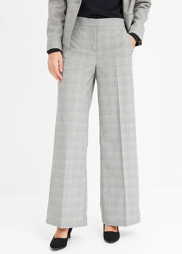 Glencheck Marlenehose mit Viskose in schwarz von vorne - bonprix Glencheck Marlenehose mit Viskose in schwarz von vorne - bonprix