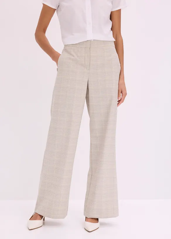 Glencheck Marlenehose mit Viskose in gelb von vorne - bonprix Glencheck Marlenehose mit Viskose in gelb von vorne - bonprix
