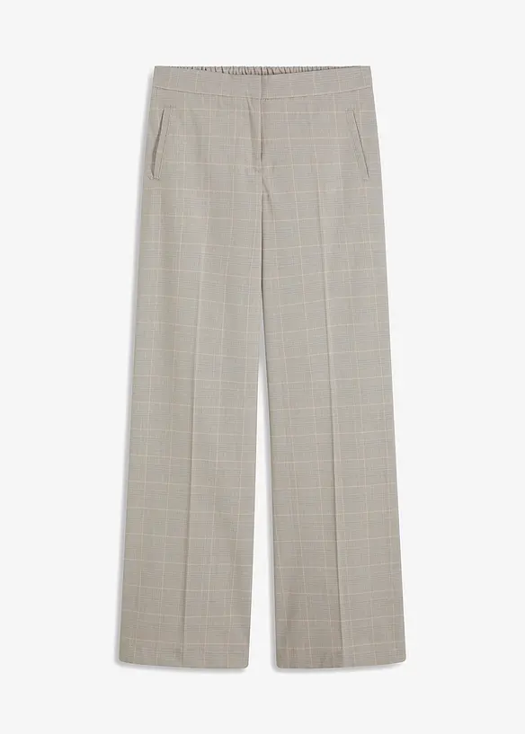 Glencheck Marlenehose mit Viskose in grau von vorne - bonprix