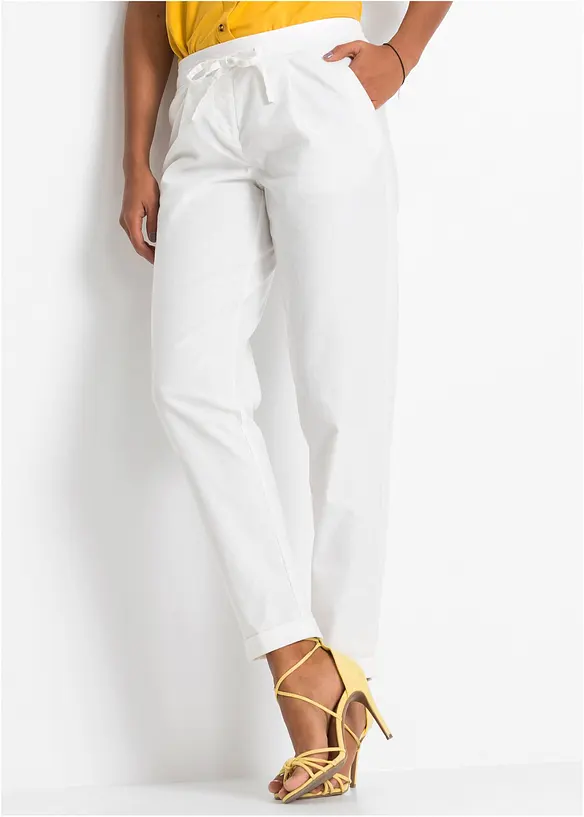 Leinenhose aus einem Leinen-Mix in weiß von vorne - bonprix Leinenhose aus einem Leinen-Mix in weiß von vorne - bonprix