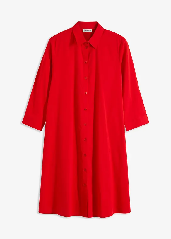 Hemdblusenkleid aus griffigem Popeline in rot von vorne - bonprix