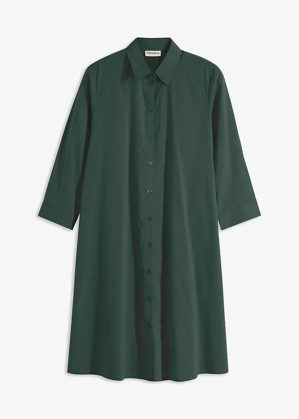 Hemdblusenkleid aus griffigem Popeline in grün von vorne - bonprix