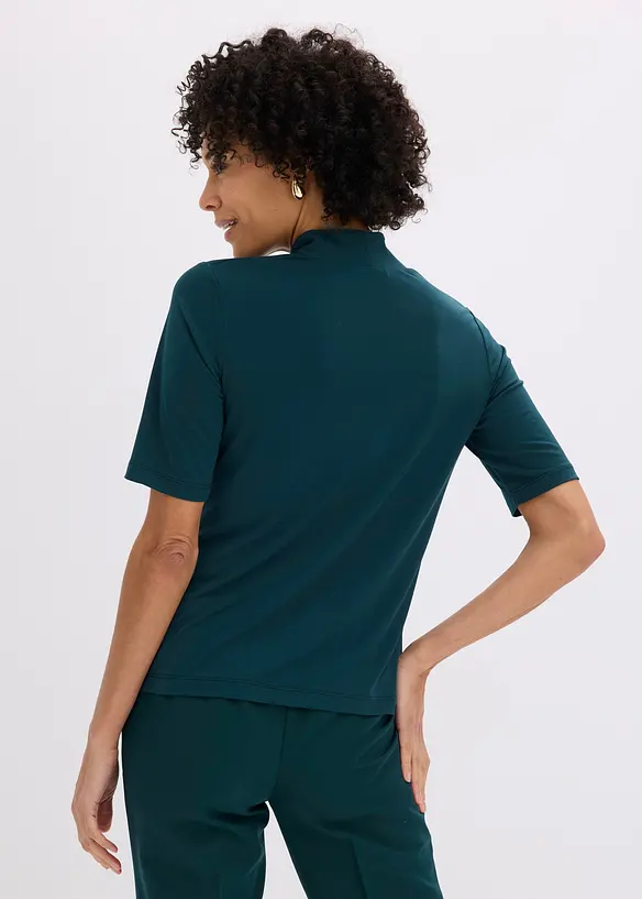 Shirt mit Kelchkragen in grün von hinten (im Anschnitt) - bonprix