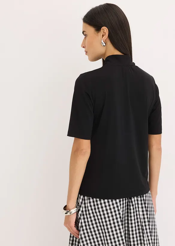 Shirt mit Kelchkragen in schwarz von hinten (im Anschnitt) - bonprix