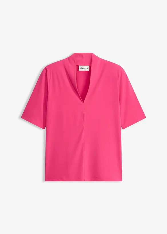 Shirt mit Kelchkragen in pink von vorne - bonprix