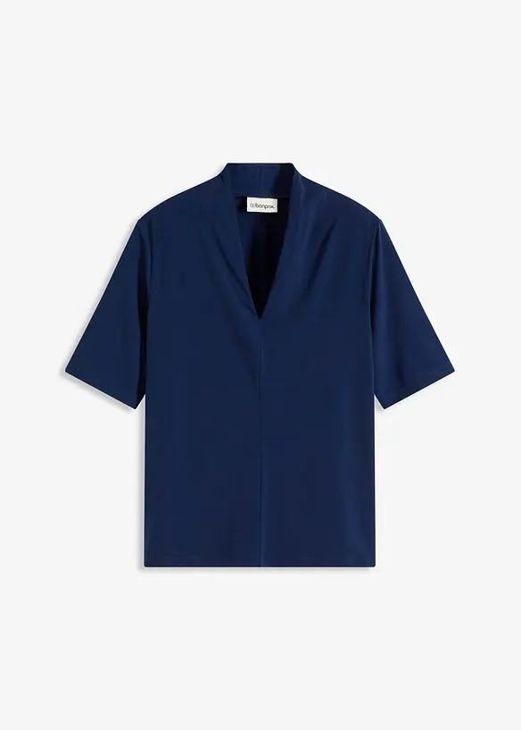 Shirt mit Kelchkragen in blau von vorne - bonprix Shirt mit Kelchkragen in blau von vorne - bonprix