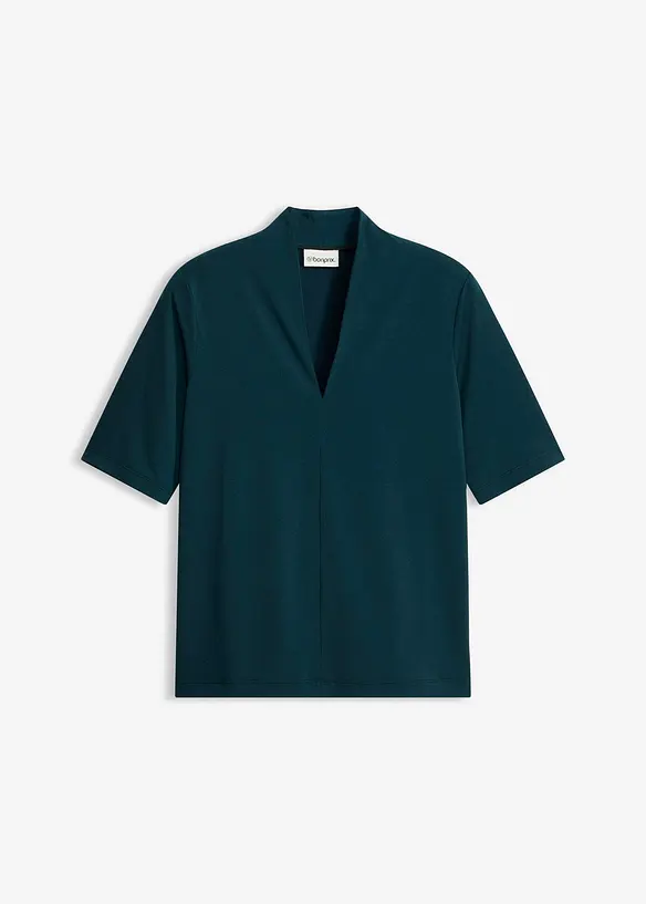 Shirt mit Kelchkragen in grün von vorne - bonprix