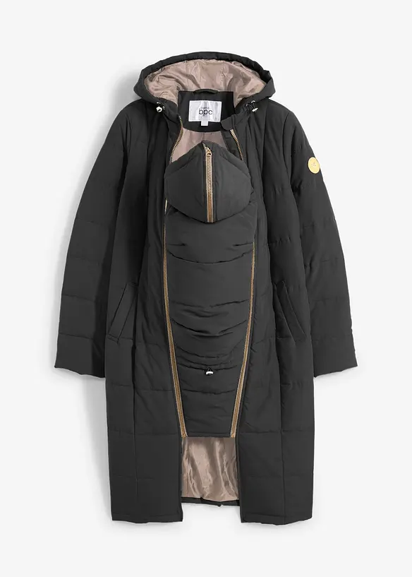 3-in-1 Umstandssteppmantel und Tragemantel in schwarz von vorne - bonprix