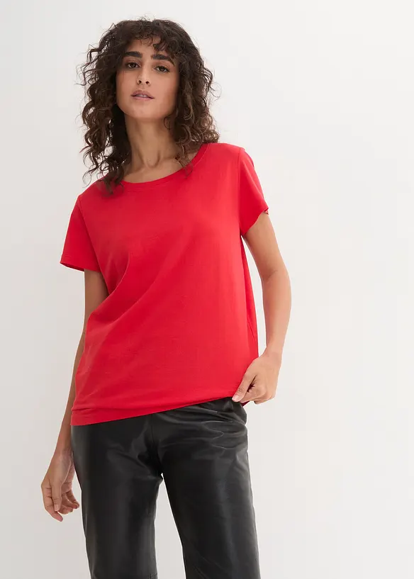 Rundhals-Shirt (5erPack) in rot von vorne (im Anschnitt) - bonprix Rundhals-Shirt (5erPack) in rot von vorne (im Anschnitt) - bonprix