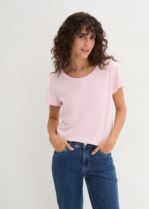 Rundhals-Shirt (5erPack) in rosa von vorne (im Anschnitt) - bonprix Rundhals-Shirt (5erPack) in rosa von vorne (im Anschnitt) - bonprix