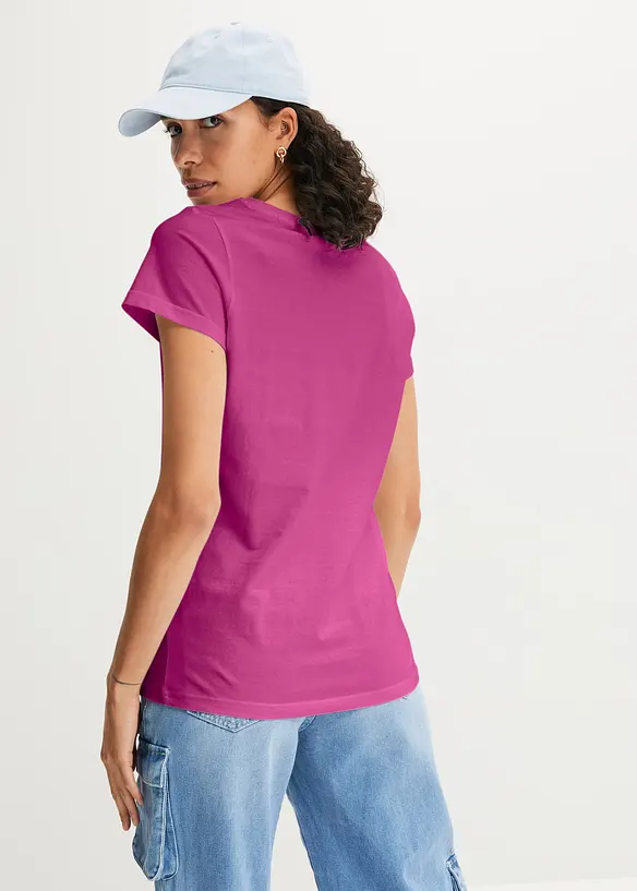 Rundhals-Shirt  (5erPack) in pink von hinten (im Anschnitt) - bonprix