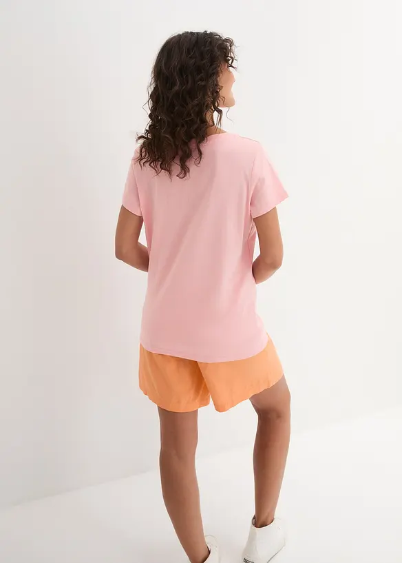 Rundhals-Shirt  (5erPack) in rosa von hinten (im Anschnitt) - bonprix