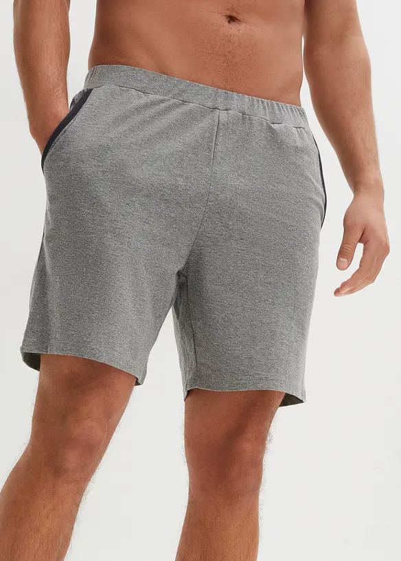 Pyjamahose kurz mit Baumwolle (2er Pack) in grau von vorne - bonprix