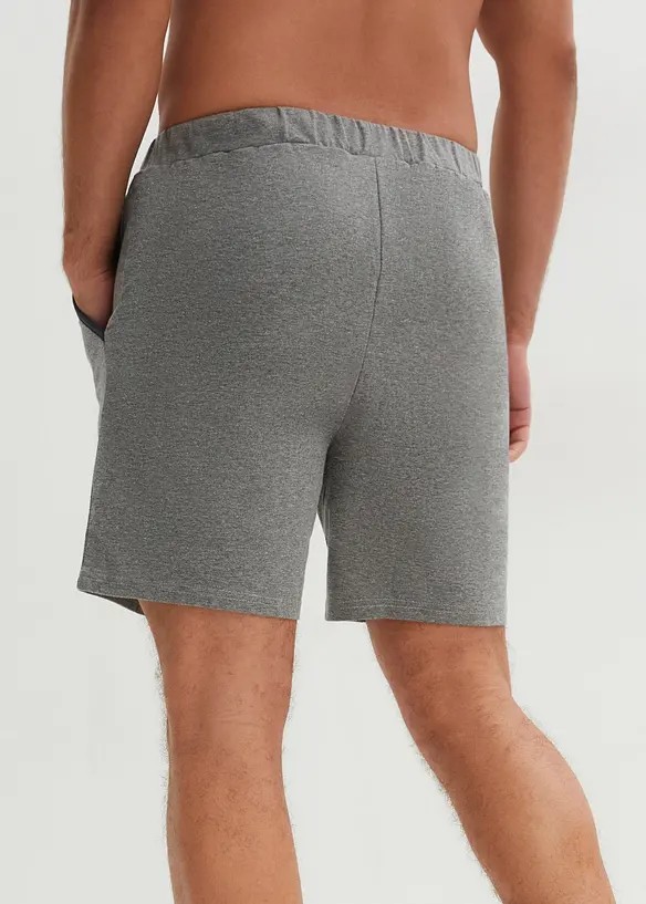 Pyjamahose kurz mit Baumwolle (2er Pack) in grau von hinten - bonprix