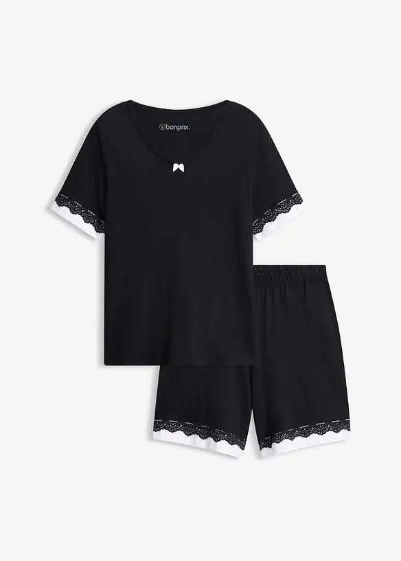 Shorty aus softem Viskose-Mix in schwarz von vorne - bonprix