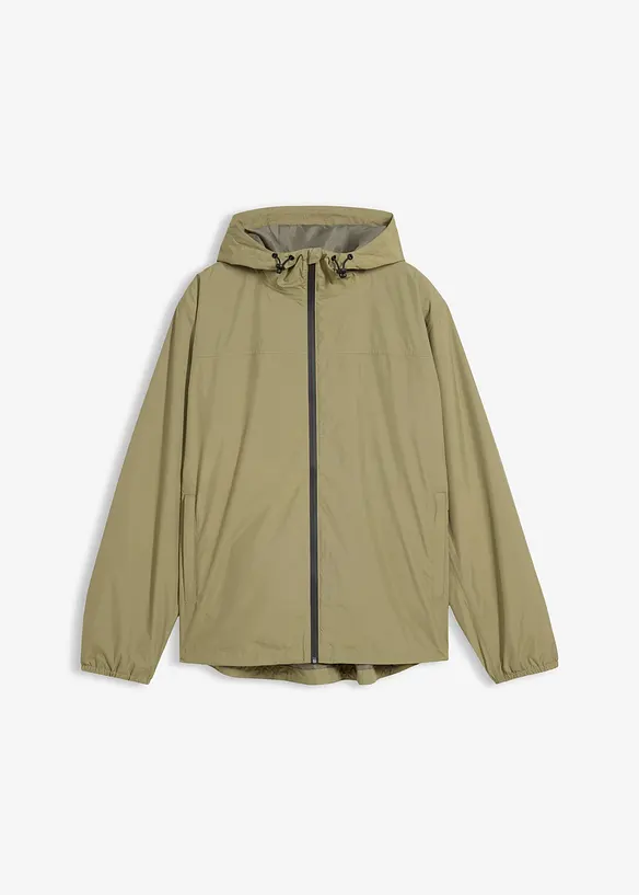 Wasserdichte Regenjacke in grün von vorne - bonprix