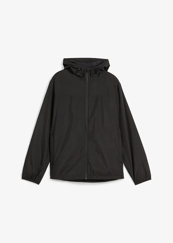 Wasserdichte Regenjacke in schwarz von vorne - bonprix