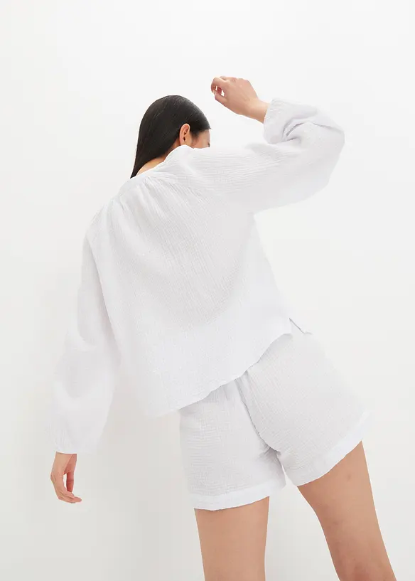 Musselin-Oversize-Bluse aus reiner Baumwolle in weiß von hinten (im Anschnitt) - bonprix Musselin-Oversize-Bluse aus reiner Baumwolle in weiß von hinten (im Anschnitt) - bonprix