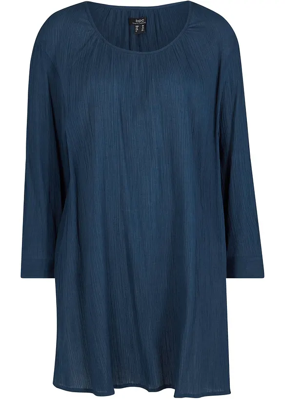 Long-Tunika aus Baumwolle in blau von vorne - bonprix