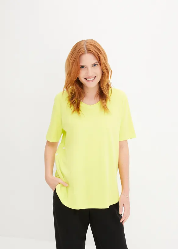 Weites T-Shirt aus Bio-Baumwolle in grün von vorne (im Anschnitt) - bonprix