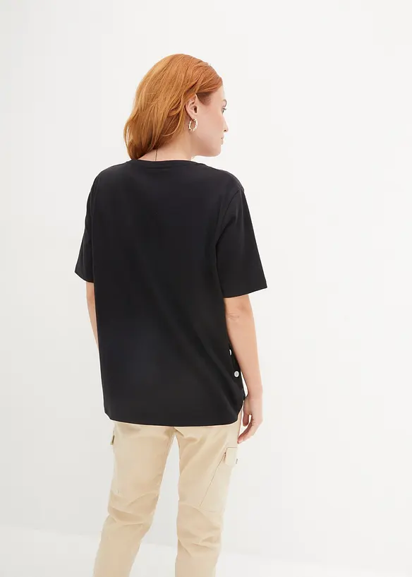 Weites T-Shirt aus Bio-Baumwolle in schwarz von hinten (im Anschnitt) - bonprix
