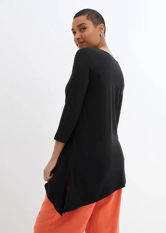 Longshirt aus Baumwoll-Viskose-Mix in schwarz von hinten (im Anschnitt) - bonprix