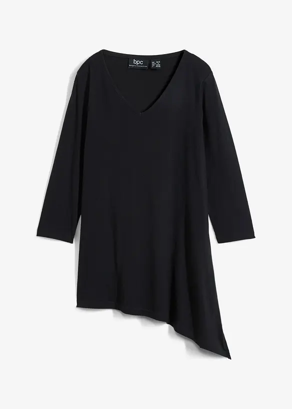 Longshirt aus Baumwoll-Viskose-Mix in schwarz von vorne - bonprix