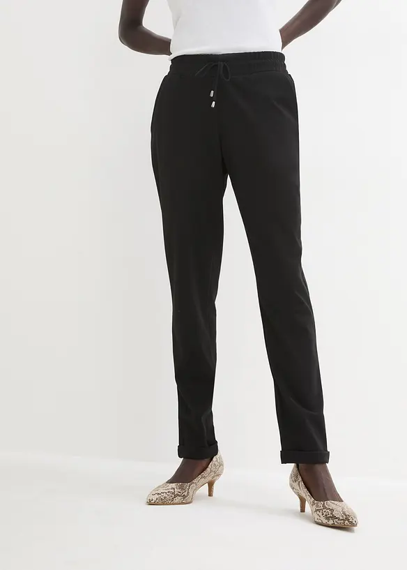 Schlupfhose aus bequemen Punto di Roma in schwarz von vorne - bonprix