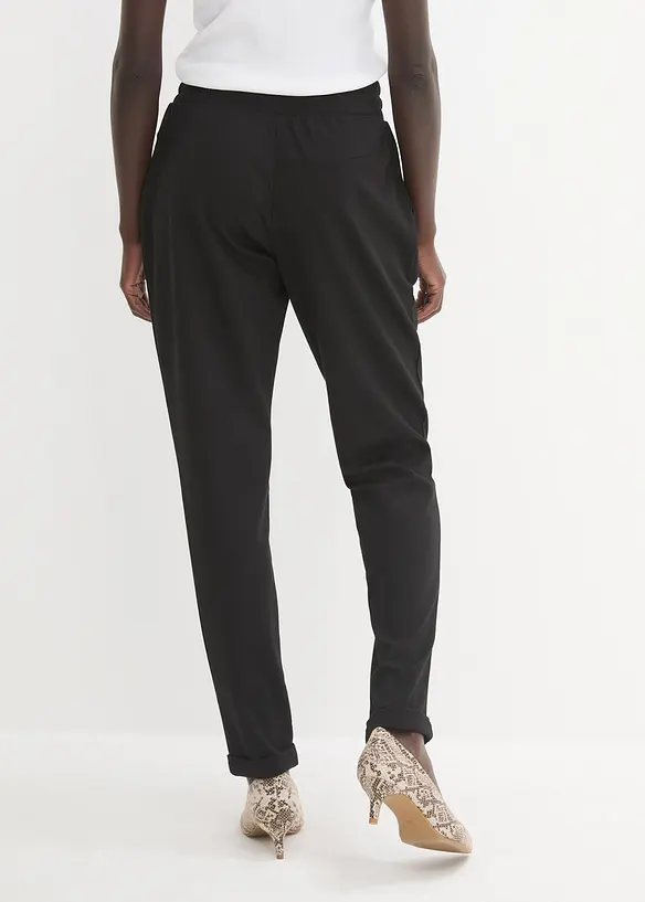 Schlupfhose aus bequemen Punto di Roma in schwarz von hinten - bonprix
