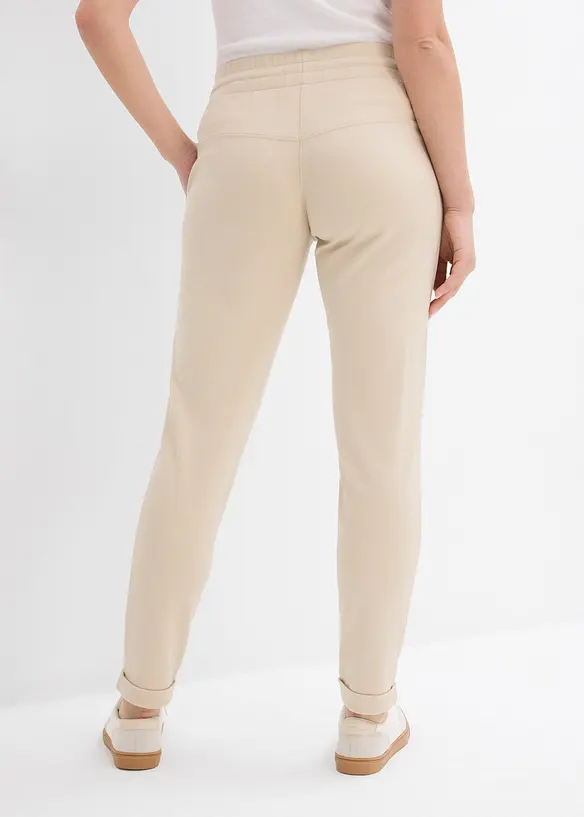 Schlupfhose aus bequemen Punto di Roma in beige von hinten - bonprix
