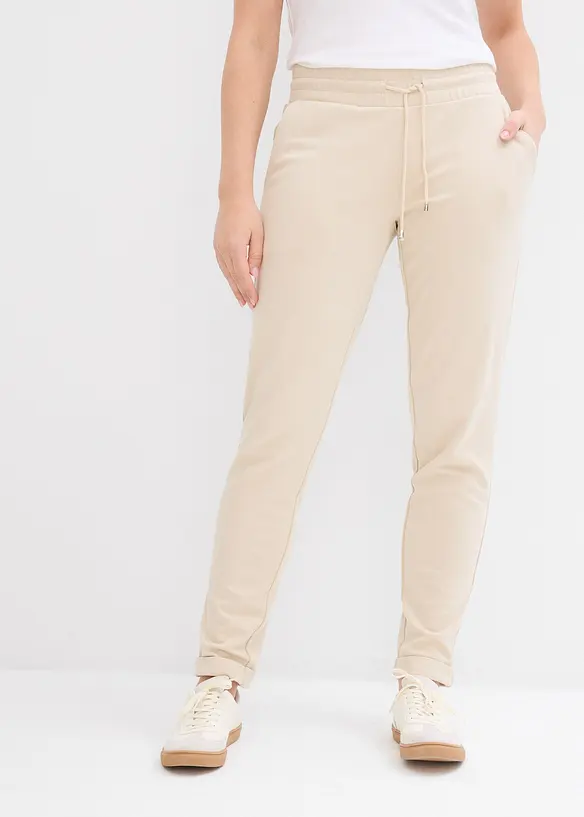 Schlupfhose aus bequemen Punto di Roma in beige von vorne - bonprix