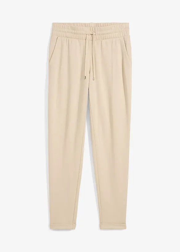 Schlupfhose aus bequemen Punto di Roma in beige von vorne - bonprix