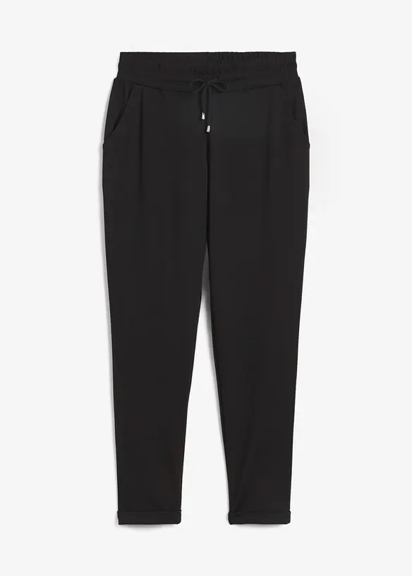 Schlupfhose aus bequemen Punto di Roma in schwarz von vorne - bonprix