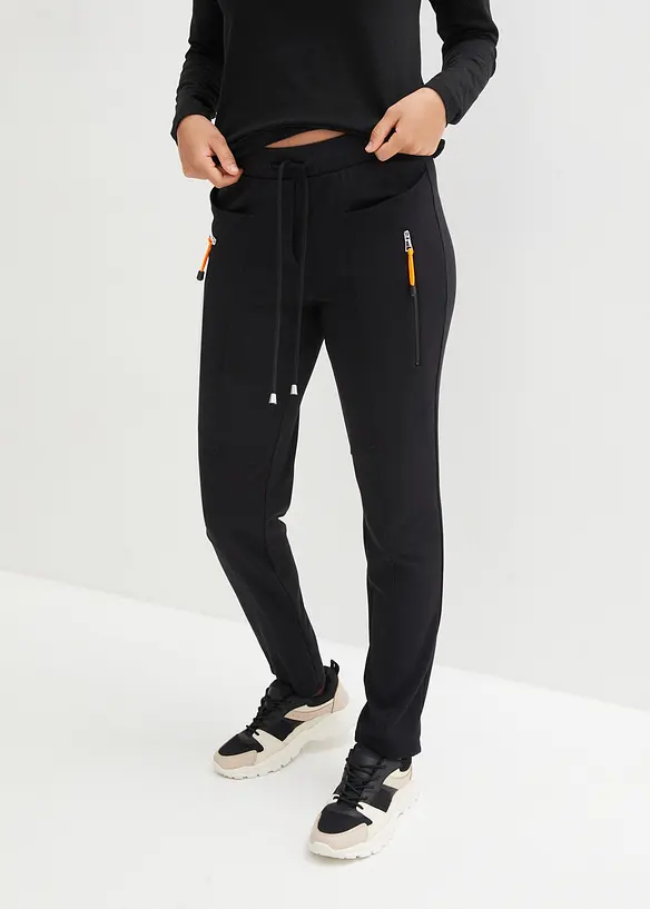 Schlupfhose aus bequemen Punto di Roma in schwarz von vorne - bonprix