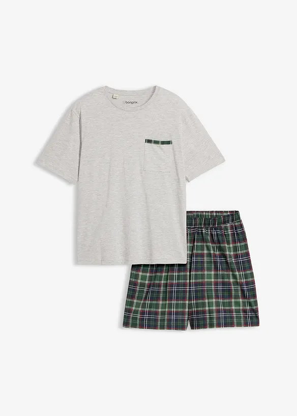 Shorty, kurzarm mit Tasche in weiß von vorne - bonprix