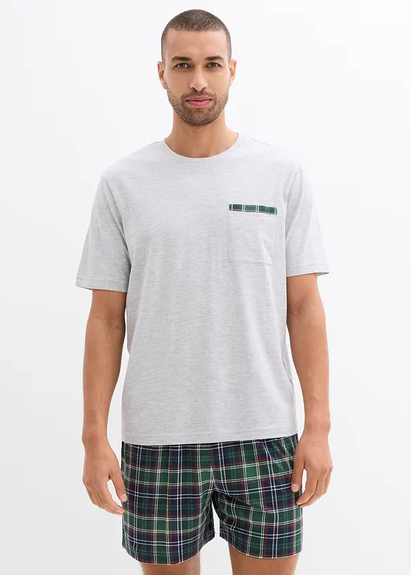 Shorty, kurzarm mit Tasche in weiß von vorne (Totalaufnahme) - bonprix