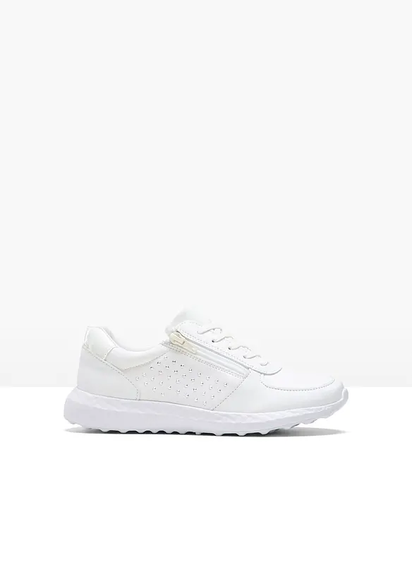 Sneaker mit Glitzersteinen in weiß von vorne - bonprix