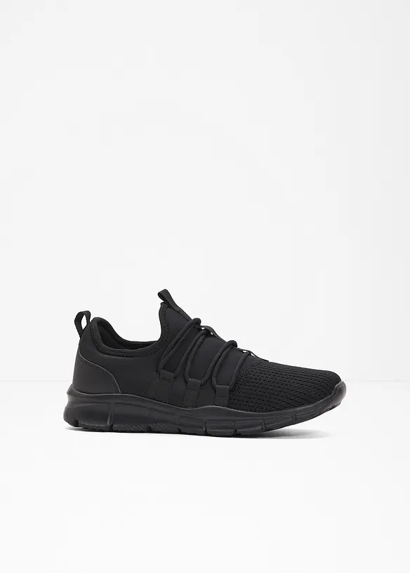 Sneaker aus Soft-Material in schwarz von vorne - bonprix