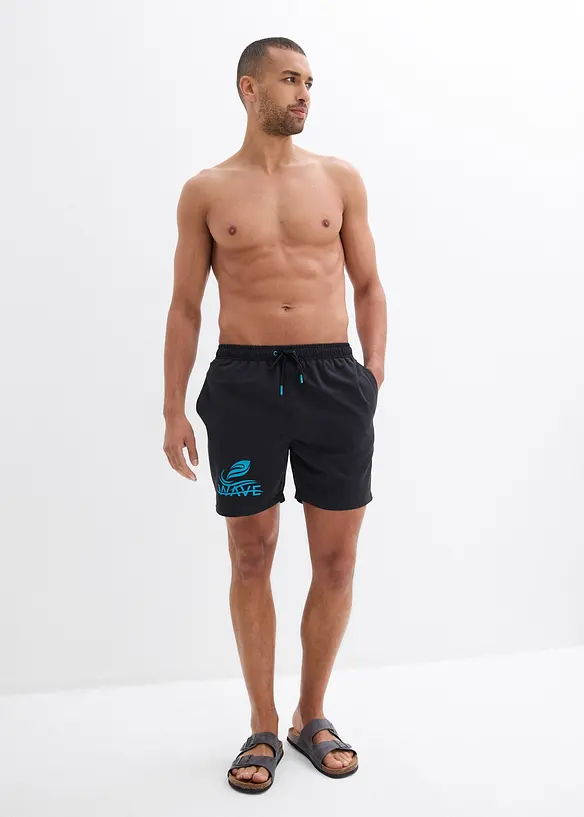 Badeshorts mit Print in schwarz von vorne (Totalaufnahme) - bonprix